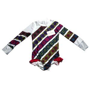 Oopsie Daisy Girls New Zip Rash Mandala Stripe Swim Suit Size 5 Years